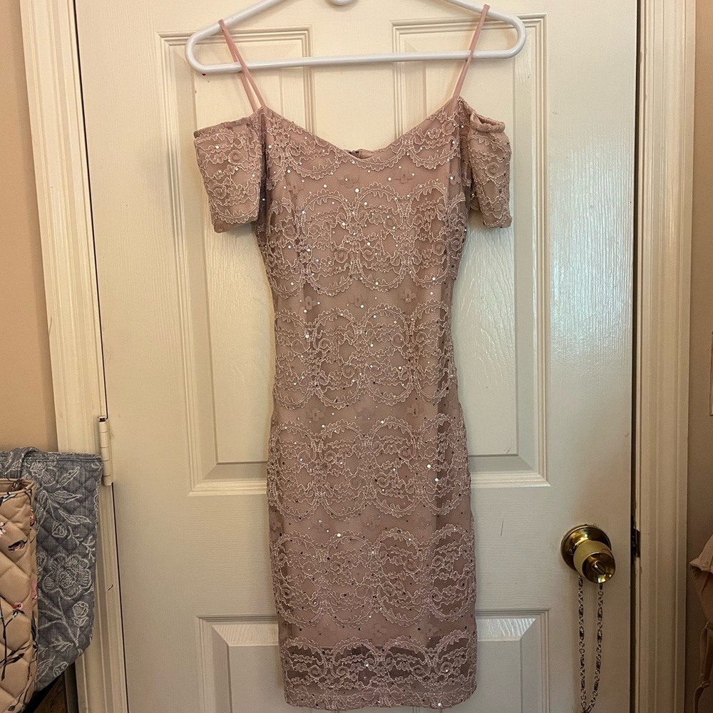 B. DARLIN Off Shoulder Sequin Party Mini Dress 5/6 Dillards